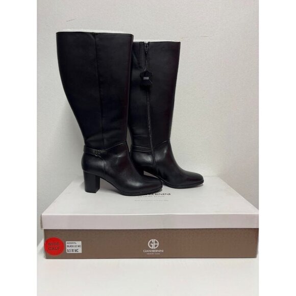 GIANI BERNINI / Adonnysl / Leather  / Tall / Knee-High / Boots / Black 9.5M Wide - Picture 6 of 8